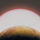 Ilustración del exoplaneta TOI-1075b con su estrella al fondo.